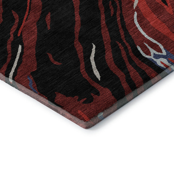 10' X 14' Abstract Washable Area Rug With UV Protection (681365) - Black / Red / Blue