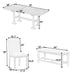 Giga Topmax 6-piece farmhouse extendable dining table set with trestle base, removable leaf, upholstered chairs, and bench for dining room
