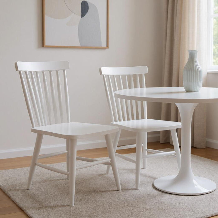 Aluminum Slat Back Dining Side Chairs (Set of 2) - White