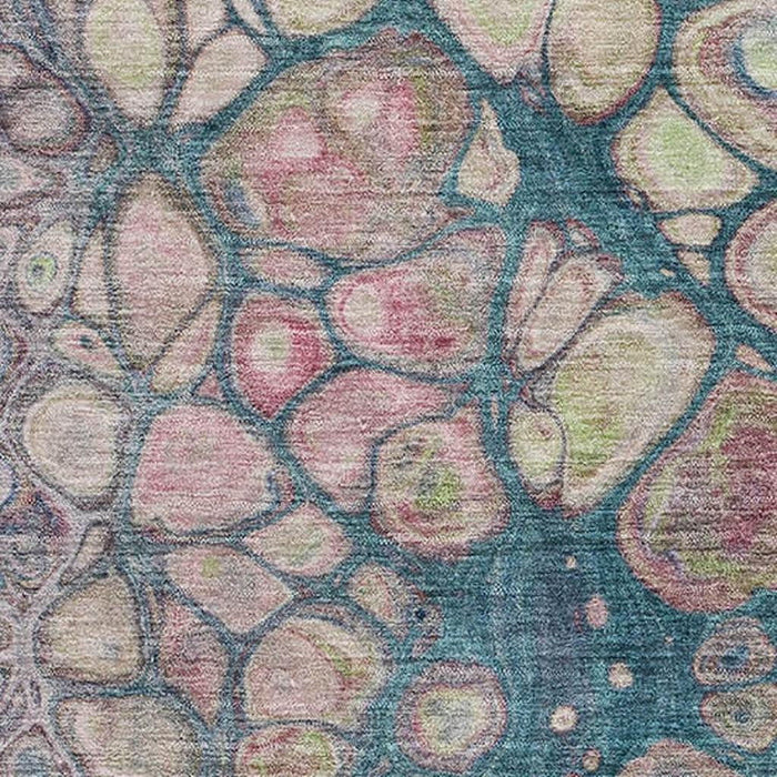10' X 14' Abstract Washable Area Rug With UV Protection (708844) - Teal / Plum / Beige
