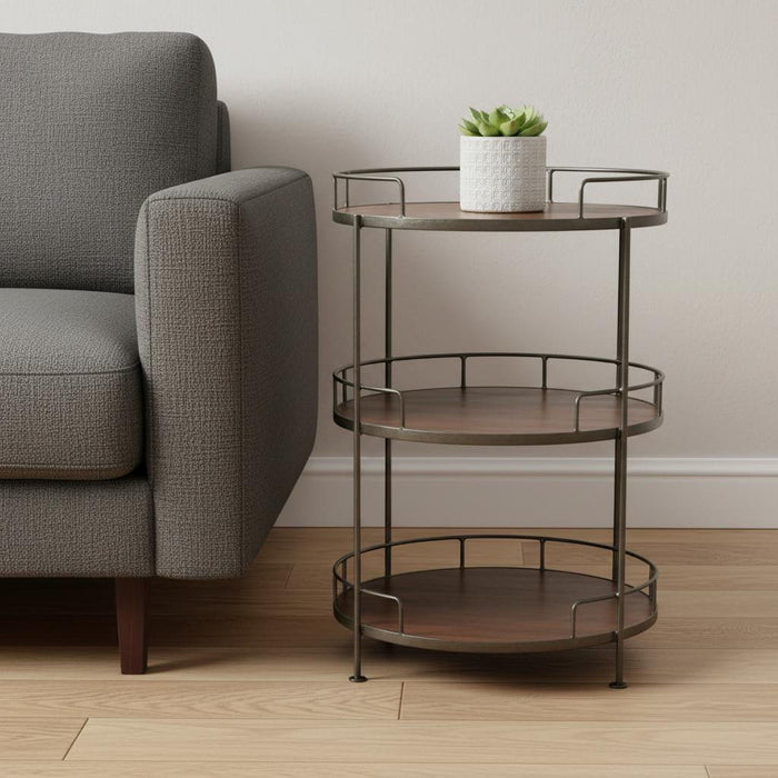 Solid Wood Wood End Table With Drawer Shelf (719338) - Brown