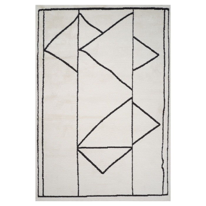 9' X 12' Geometric Area Rug - Ivory And Black
