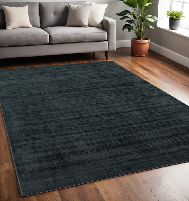 5' X 8' Abstract Hand Woven Area Rug - Charcoal And Black