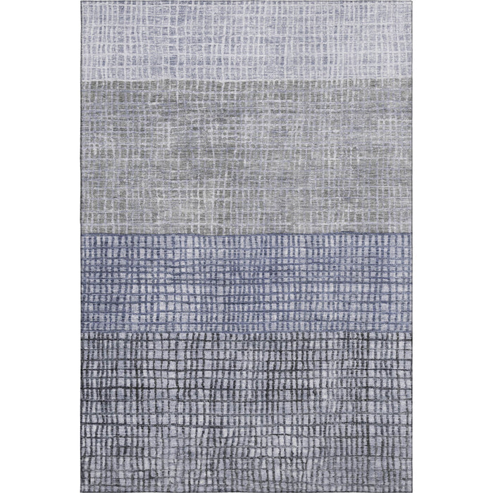 10' X 14' Geometric Washable Area Rug With UV Protection (705029) - Denim Blue / Ivory