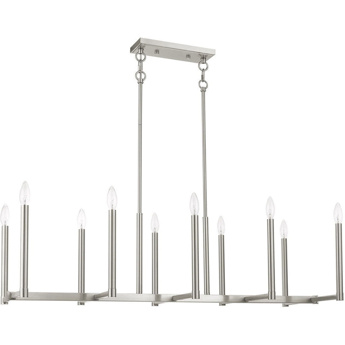 18" Ten Light Dimmable Chandelier With Shades - Nickel