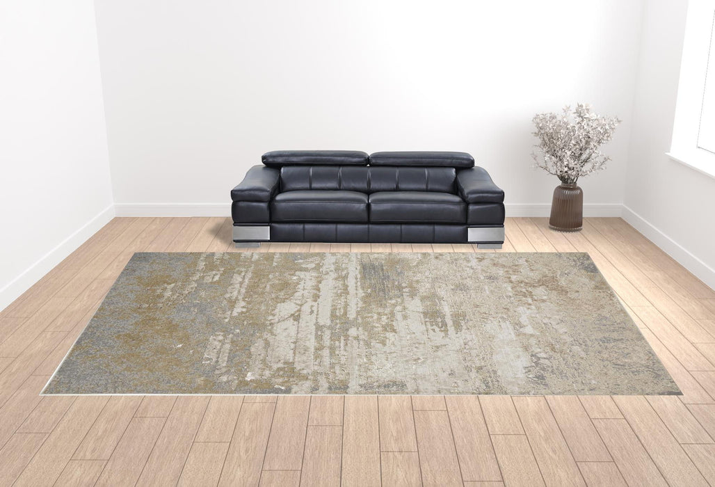 12' x 18' Abstract Area Rug - Ivory Gold And Gray