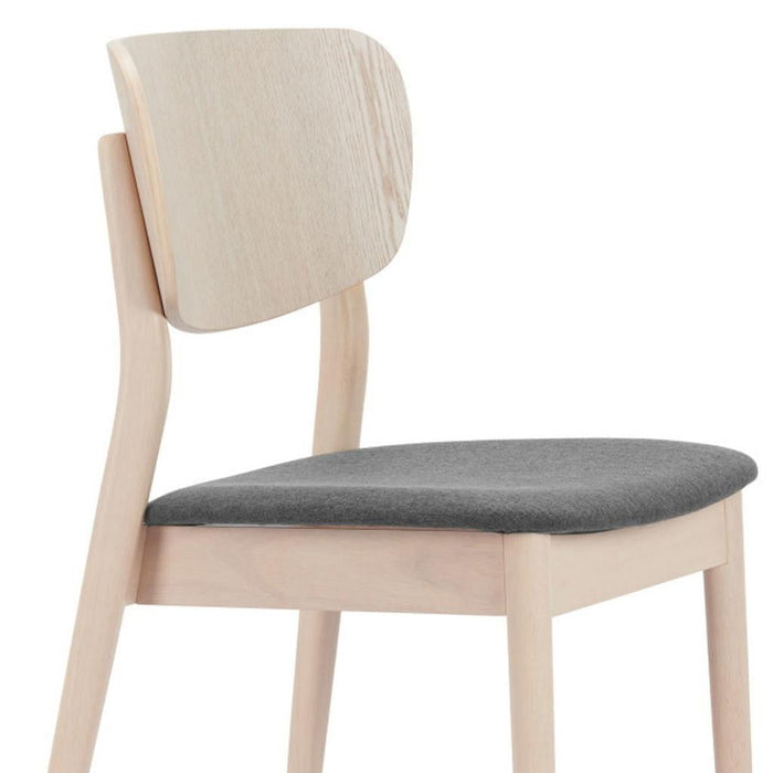 Upholstered Fabric Wood Open Back Dining Side Chairs (Set of 2) - Gray / Natural