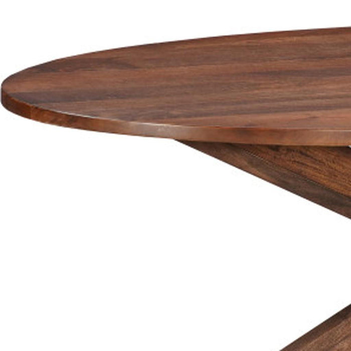 Solid Wood Cross Leg Base Oval Dining Table - Brown