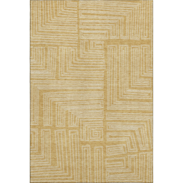 10' X 14' Geometric Washable Area Rug With UV Protection (681977) - Gold / Ivory