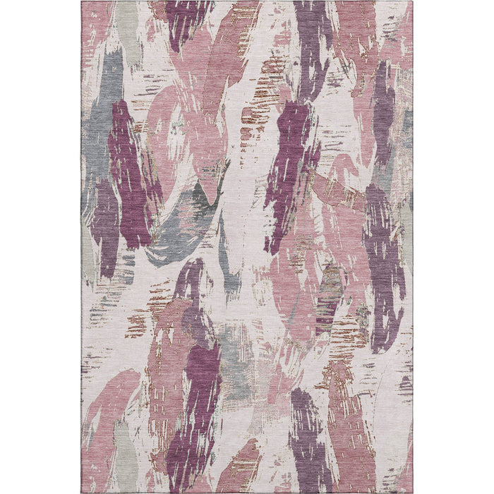 10' X 14' Abstract Washable Area Rug With UV Protection (694646) - Blush / Purple / Ivory