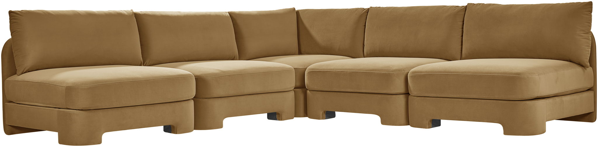Meridian Furniture Hammond velvet performance fabric 5-piece armless sectional sofa in neutral tones, showcasing modern upholstered stationary design.