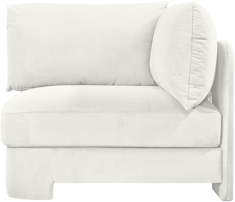 Meridian Furniture Hammond velvet performance fabric upholstered corner chair with plush cushioning and modern design.
