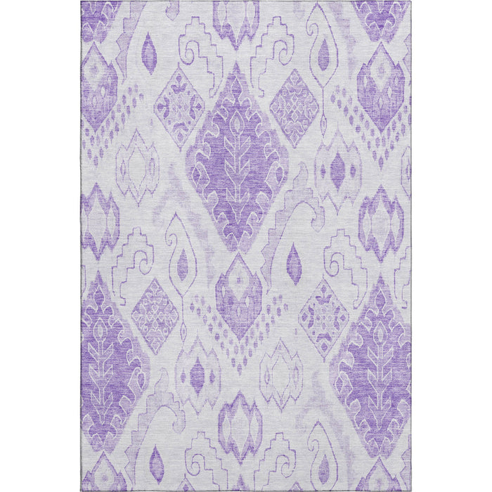 10' X 14' Moroccan Washable Area Rug With UV Protection - Purple And Ivory