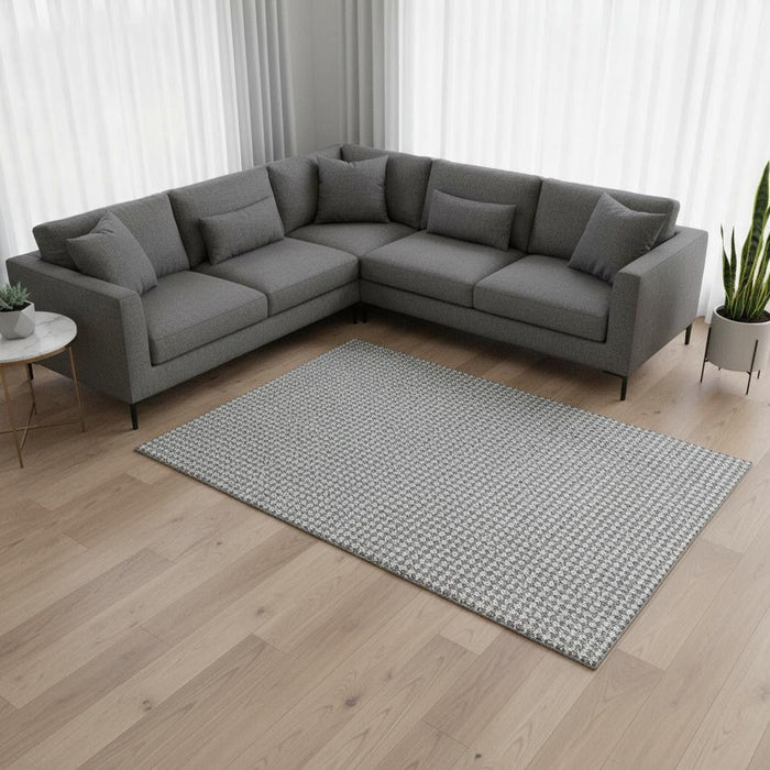 8' X 10' Houndstooth Washable Area Rug With UV Protection (645167) - Gray / Ivory