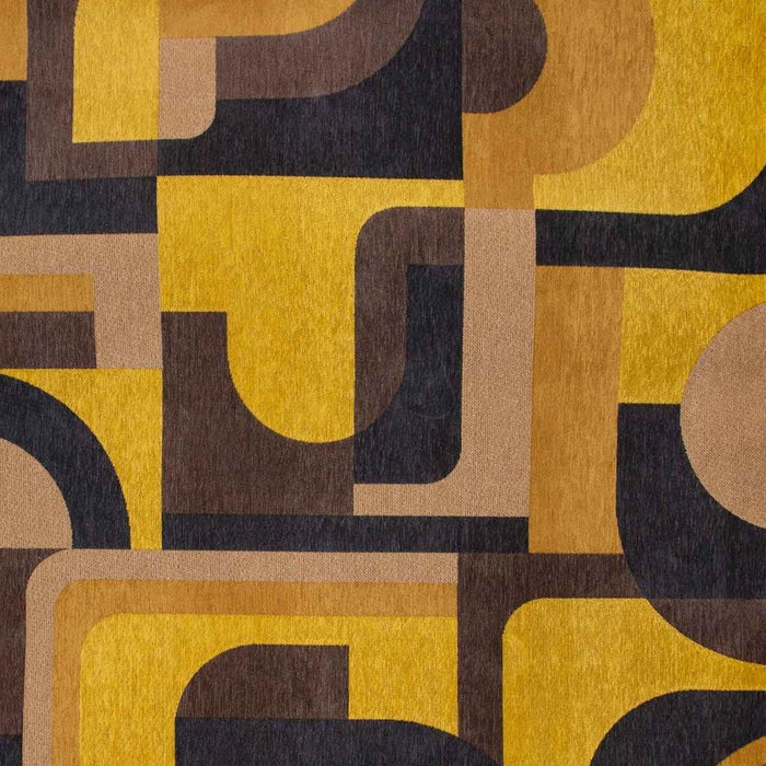 8' Geometric Washable Round Rug (551748) - Yellow / Black