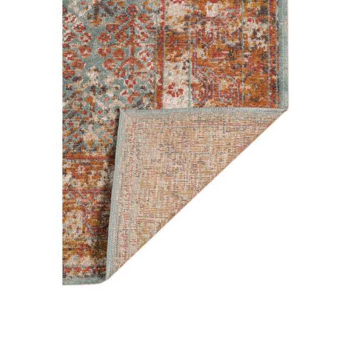 10' x 14' Medallion Power Loom Worn Faded Area Rug - Teal And Orange