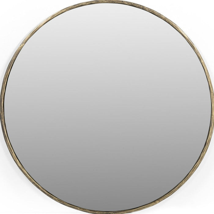 36" Round Iron Framed Accent Mirror - Brass
