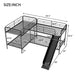 Giga Mission Style twin size L-shaped bunk bed with slide and ladder in black, featuring a sturdy frame and space-saving design.