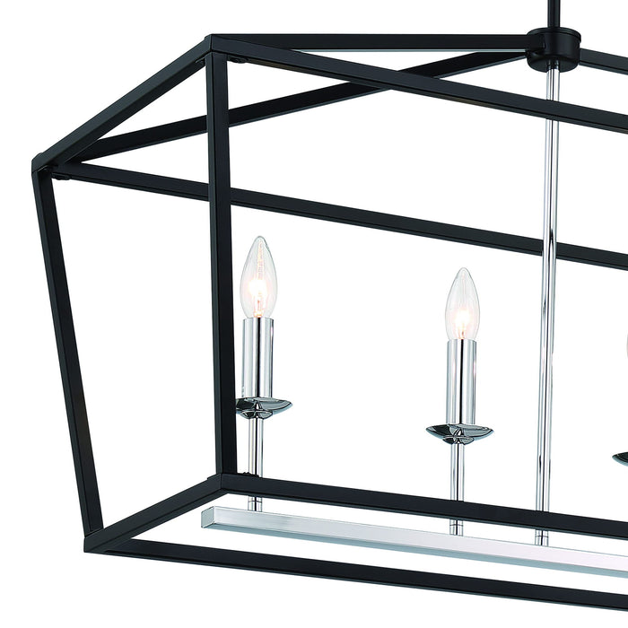 Candle Style Six-Light Metal Dimmable Chandelier - Black