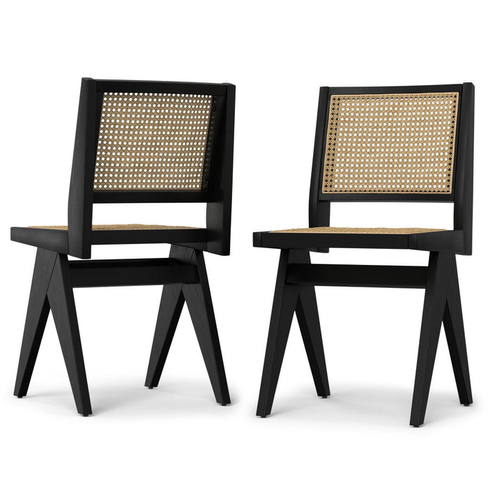 Solid Wood Dining Parsons Chairs (Set of 2) - Black
