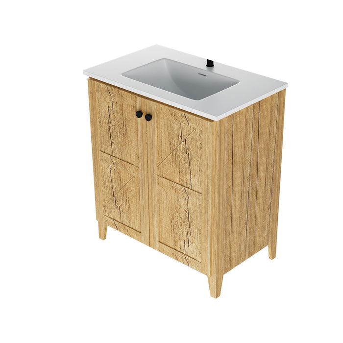 Giga folding floor cabinet with ceramic sink, space-saving vanity unit featuring a sleek design and practical storage solution.