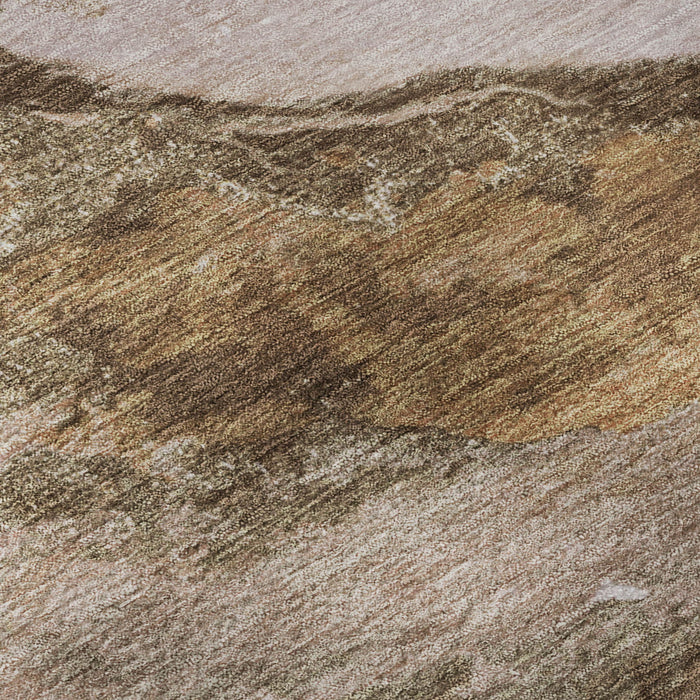 10' X 14' Abstract Washable Area Rug With UV Protection (716641) - Brown / Ivory