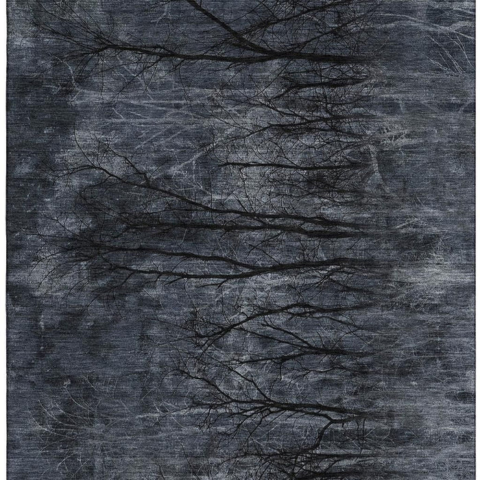 10' X 14' Floral Washable Area Rug With UV Protection (717284) - Charcoal / Gray