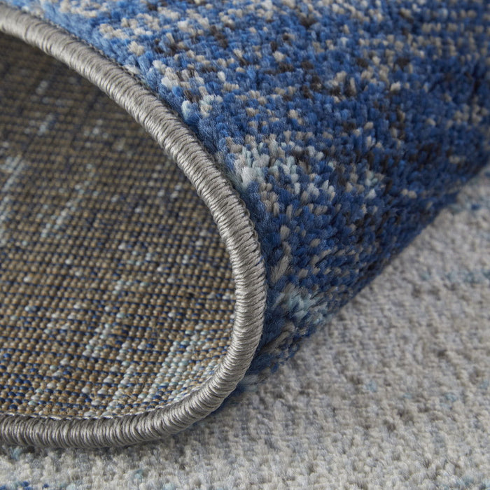 10' x 14' Abstract Power Loom Stain Resistant Area Rug - Blue And Ivory