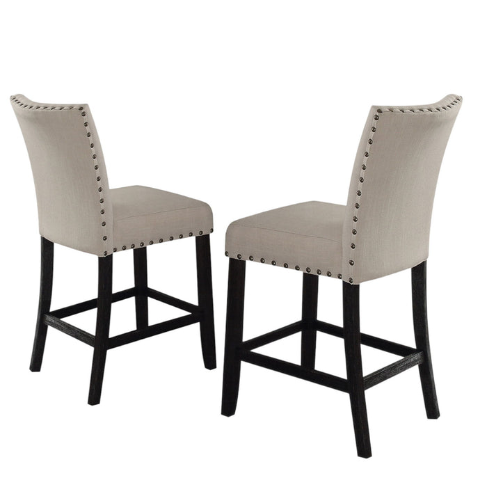 Solid Wood Counter Height Bar Chairs (Set of 2) - Beige / Oak