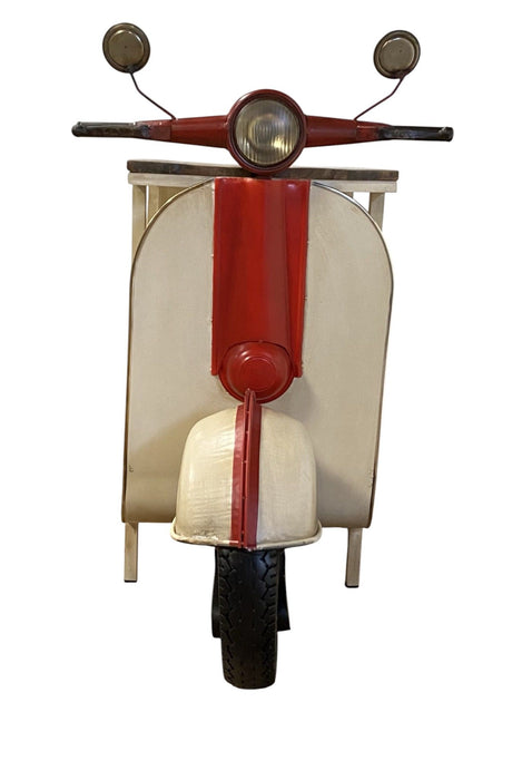 Rustic Scooter Cabinet - Red / White