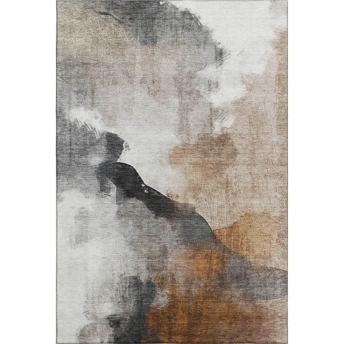 10' X 14' Abstract Washable Area Rug With UV Protection (715681) - Rust / Ivory
