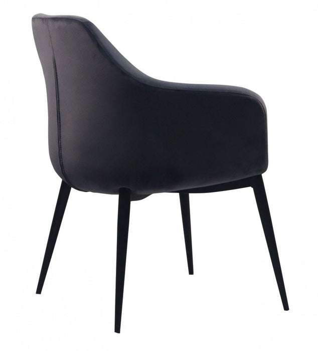 Upholstered Velvet Dining Room Arm Chair - Gray