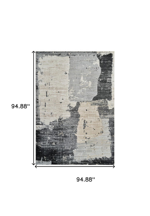 8' x 11' Abstract Distressed Area Rug - Beige And Black