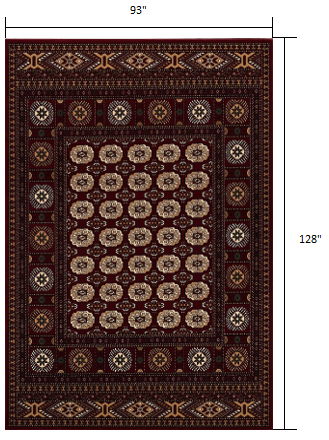 8' x 11' Floral Medallion Power Loom Area Rug - Red And Ivory