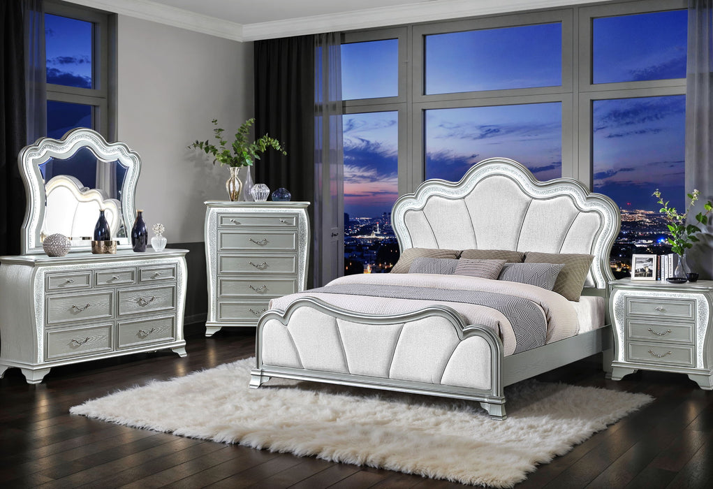 Aria - Nightstand With LED - Silver