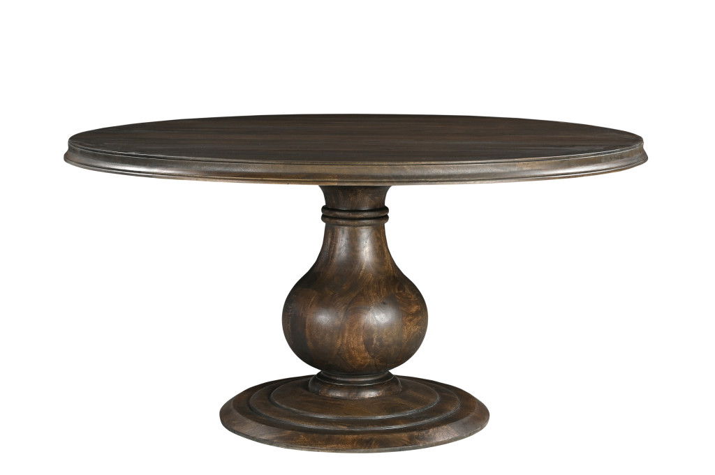 60" Solid Wood Pedestal Base Round Top Dining Table - Brown