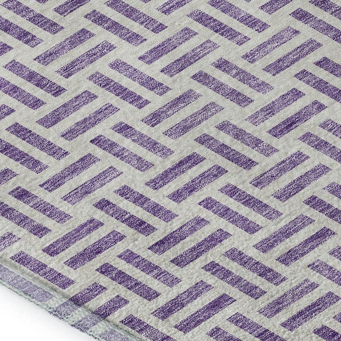 10' X 14' Geometric Washable Area Rug With UV Protection (677261) - Lavender / Ivory