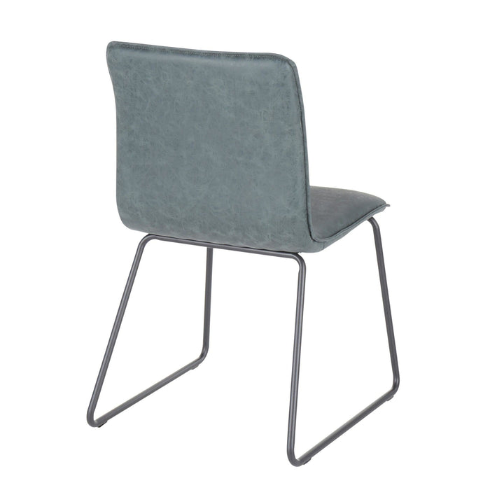 Casper - Industrial Chair (Set of 2) - Black Metal And Green Faux Leather Fabric