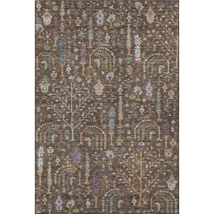 10' X 14' Floral Washable Area Rug With UV Protection (686915) - Brown / Blue / Purple