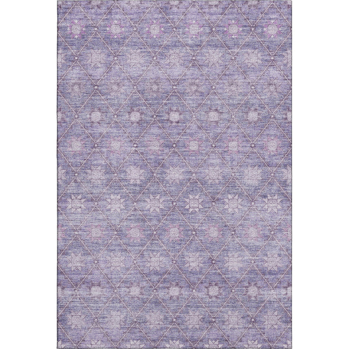 10' X 14' Geometric Washable Area Rug With UV Protection (706037) - Purple / Ivory