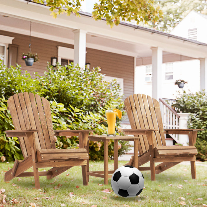 Set of two Giga outdoor wooden lounge patio chairs in solid cedar, folding Adirondack style for garden relaxation.