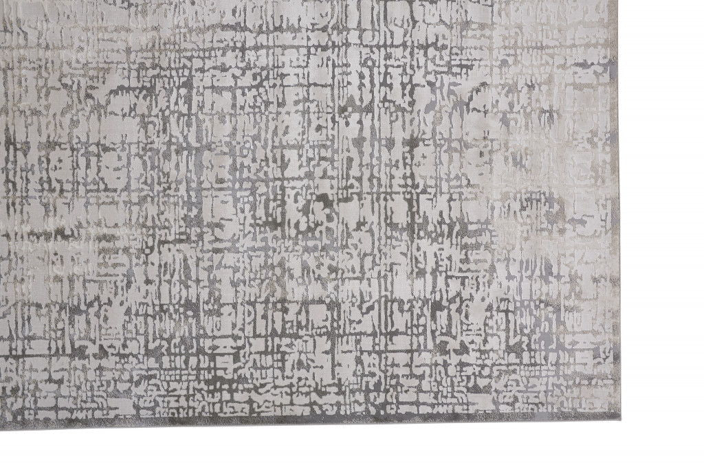 8' x 11' Abstract Stain Resistant Polypropylene Area Rug - Gray And Ivory