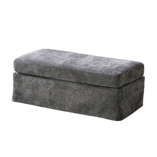 Giga upholstered ottoman foot stool with metal legs, soft fabric, and sturdy modern design for living room decor.