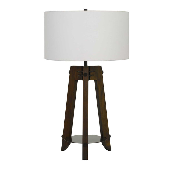 Metal Tripod Table Lamp With Off-White Drum Shade - Brown