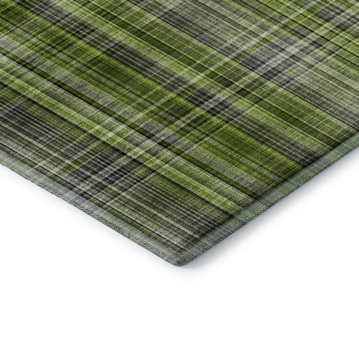 10' X 14' Plaid Washable Area Rug With UV Protection (648274) - Green / Gray / Ivory
