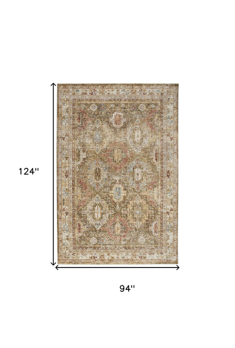 8' X 10' Medallion Distressed Area Rug (550802) - Ivory / Green