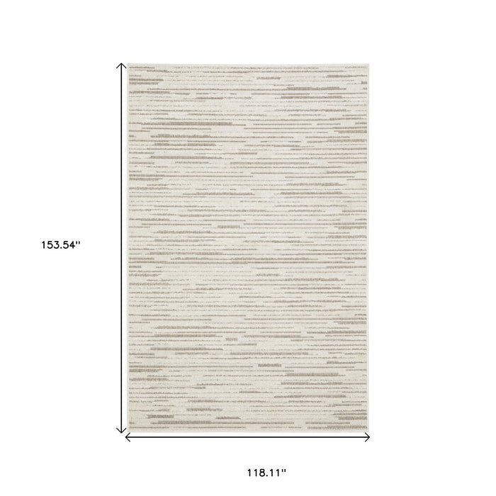 10' X 13' Striped Distressed Area Rug - Ivory And Brown
