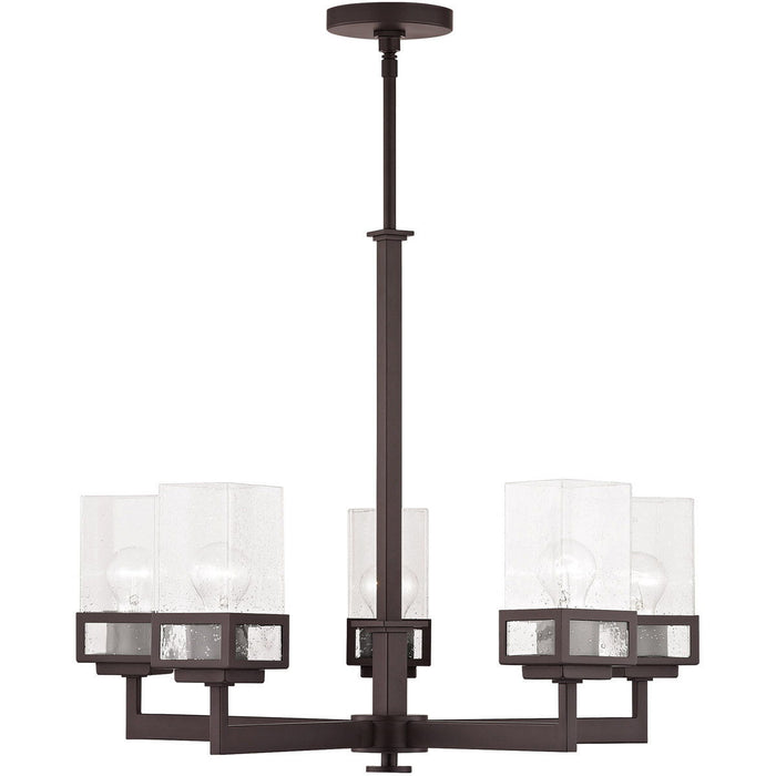 29" Five Light Dimmable Chandelier With Shades - Bronze