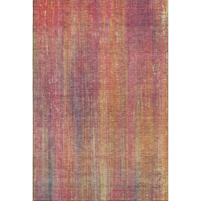 9' X 12' Striped Washable Area Rug With UV Protection - Red