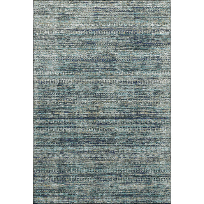 10' X 14' Striped Washable Area Rug With UV Protection (709756) - Teal / Taupe / Beige